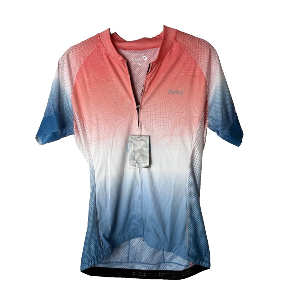 Baleaf Women’s Cycling Top Size Medium Pockets Short Sleeves Shirt UPF 50+